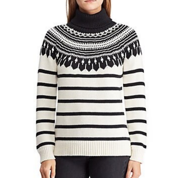 Ralph Lauren Sweaters - RALPH LAUREN BlackWhite Nordic Fairisle Sweater XL